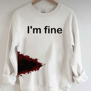 Women's I'm Fine Print Crew Neck Sweatshirt, Hoodies&Sweatshirts, Lilicloth.com