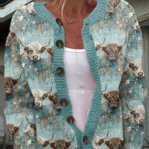 Vintage Western style high earth ox sweater cardigan, Cardigans, Lilicloth.com