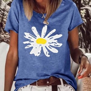 Summer Daisy Print  Women's Short sleeve tops, T-shirts, Lilicloth.com