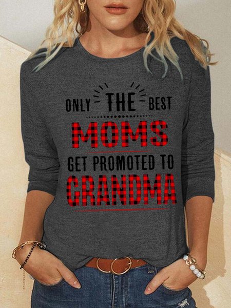 Women Only The Best Moms Get Promoted To Grandma Plaid Regular Fit Long sleeve Top, Long sleeves, Lilicloth.com