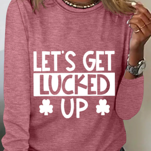 Let's Get Lucked Up St Casual Long Sleeve Shirt, Long sleeves, Lilicloth.com