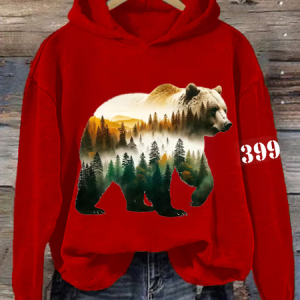 Women's Grizzly Bear 399 Printed Casual Hooded Sweatshirt, Hoodies&Sweatshirts, Lilicloth.com