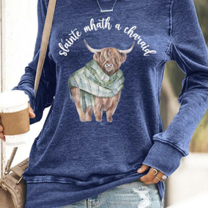 Scottish Highlands Bull Round Neck Sweatshirt, Hoodies&Sweatshirts, Lilicloth.com
