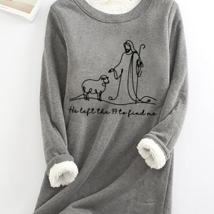 Christian Svg Lost Sheep Jesus He Left The 99 To Find Me Faith Casual Fluff Fleece Fabric Sweatshirt, Hoodies&Sweatshirts, Lilicloth.com