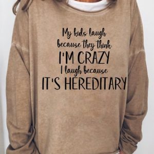 Funny Print Crew Neck Casual Sweatershirt, Hoodies&Sweatshirts, Lilicloth.com
