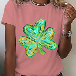 Colorful Clover St Patrick's Day Cotton T-Shirt, T-shirts, Lilicloth.com