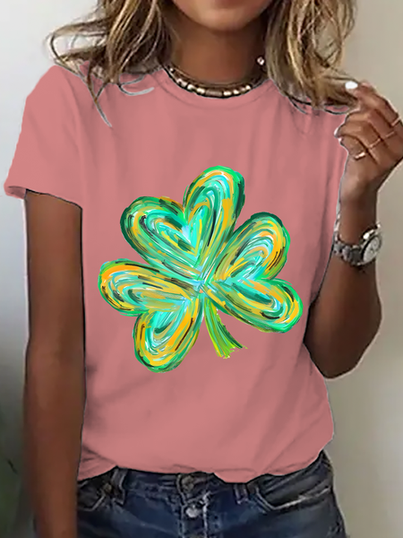 Colorful Clover St Patrick's Day Cotton T-Shirt, T-shirts, Lilicloth.com