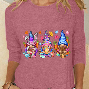 Easter Bunny Gnomes Casual Long Sleeve Shirt, Long sleeves, Lilicloth.com
