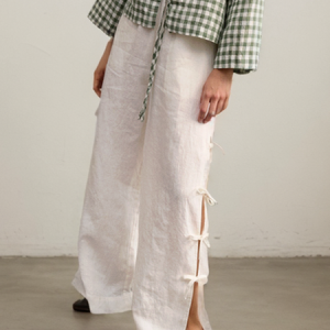 STYLE WE x CHILLINEN |Cotton And Linen  Plain Loose Pants, Pants, color:White|size:XXL, Stylewe