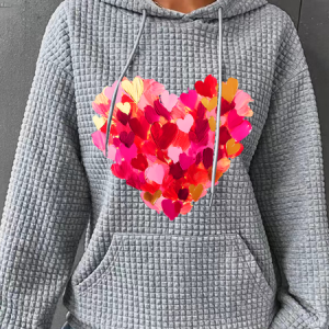 Valentine Day Heart Simple Loose Hoodie, Hoodies&Sweatshirts, Lilicloth.com