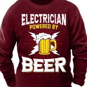 Men’s Electrician Powered By Beer Crew Neck Regular Fit Casual Sweatshirt, Hoodies&Sweatshirts, Lilicloth.com