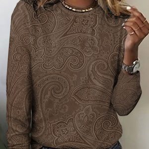 Floral printed long sleeved T-shirt, Long sleeves, Lilicloth.com