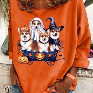 Halloween Corgi Casual Sweatshirt, Hoodies&Sweatshirts, Lilicloth.com