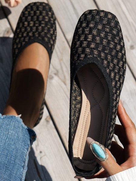All Season Plain Mesh Fabric Casual Shallow Shoes, JustFashionNow Flats, color:Black|size:43,