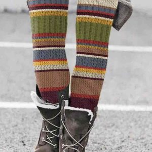 Multi colored striped sweater texture base pants, Leggings, Lilicloth.com