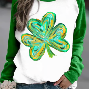 Women'S St. Patrick's Day Shamrock Crew Neck Casual Sweatshirt, Hoodies&Sweatshirts, Lilicloth.com