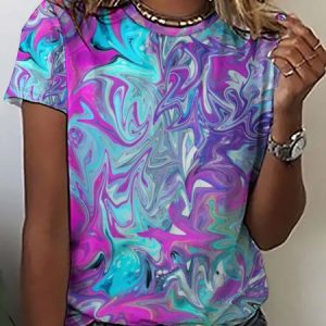 Lilicloth X Paula Women's Paint Pour Glow T-Shirt, T-shirts, Lilicloth.com