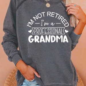 Women Grandma Cordate Letters Loose Crew Neck Sweatshirt, Hoodies&Sweatshirts, Lilicloth.com