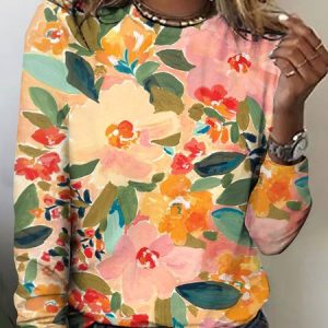 Plant and Flower Art Leisure Long Sleeve T-shirt, Long sleeves, Lilicloth.com
