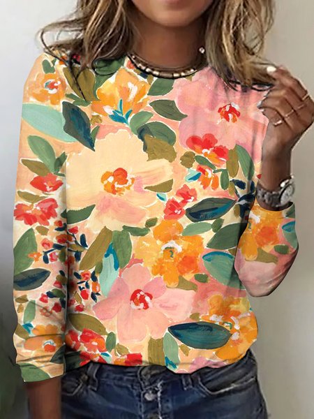 Plant and Flower Art Leisure Long Sleeve T-shirt, Long sleeves, Lilicloth.com