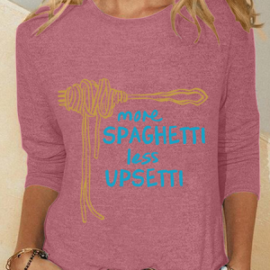 More Spaghetti Less Upsetti Casual Long Sleeve Shirt, Long sleeves, Lilicloth.com