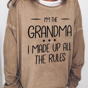 Grandma's funny text print round neck long-sleeved sweatshirt, Hoodies&Sweatshirts, Lilicloth.com