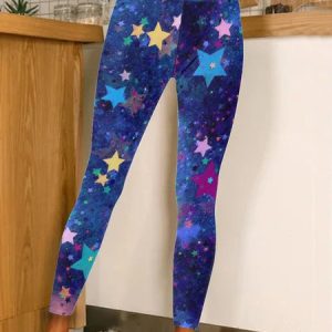 Women Happy Stars Night Casual Leggings, Leggings, Lilicloth.com