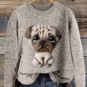 Cute pet dog round neck sweater, Sweaters, Lilicloth.com