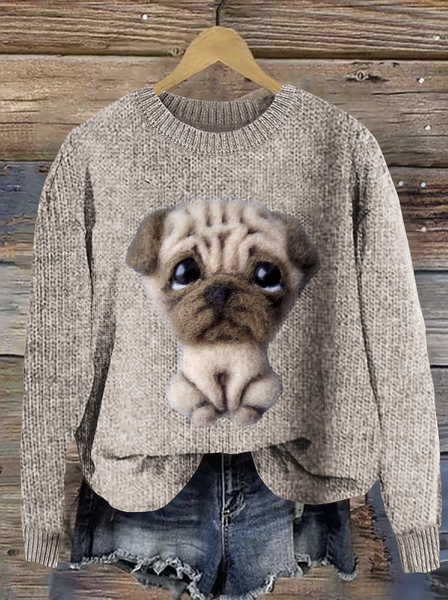 Cute pet dog round neck sweater, Sweaters, Lilicloth.com