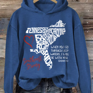 Retro Southeast Strong Hurricane Helene North Carolina Strong Print Hoodie, Hoodies&Sweatshirts, Lilicloth.com