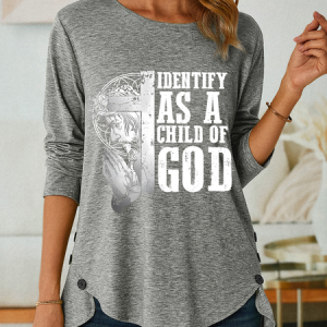 Identify As A Child Of God Jesus God Christian Three-Button Crew Neck T-Shirt, Long sleeves, Lilicloth.com