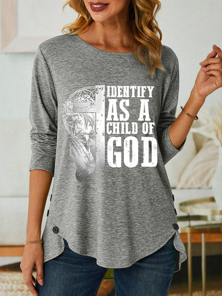 Identify As A Child Of God Jesus God Christian Three-Button Crew Neck T-Shirt, Long sleeves, Lilicloth.com