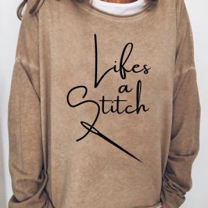 Lilicloth x Kat8lyst Lifes A Stitch Women's Sweatshirt, Hoodies&Sweatshirts, Lilicloth.com