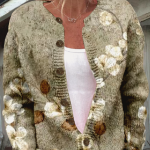 Loose 3D Printing Knitted Ethnic Cardigan, Cardigans, Lilicloth.com