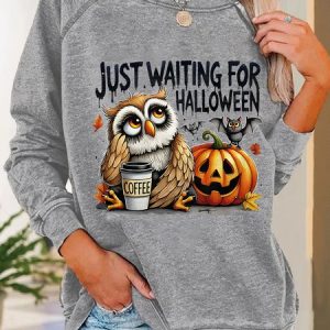 Halloween Owl Coffee Casual Sweatshirt, Hoodies&Sweatshirts, Lilicloth.com