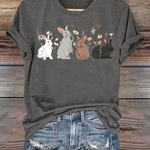 Women's Animal Short Sleeve Tee T-shirt Crew Neck Casual Summer Top, JustFashionNow T-Shirts, color:Deep Gray|size:4XL,