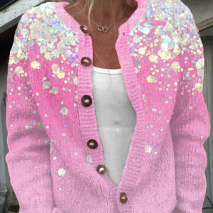 Loose Casual Knitted Maple Leaf Sweater, Cardigans, Lilicloth.com