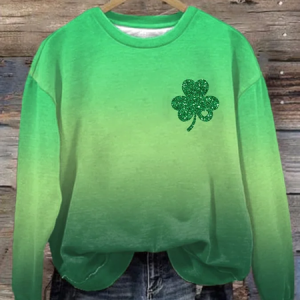 Women's Shamrock Crew Neck Casual Spring/Fall Long Sleeve Sweatshirt, JustFashionNow Sweatshirts & Hoodies, color:Lightgreen|size:XXL,