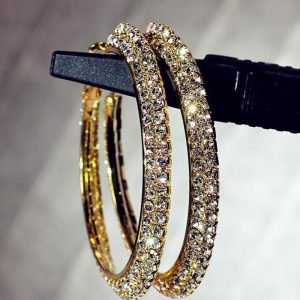 1Pair 5cm Rhinestone Decor Hoop Earrings, women Earrings, ChicMe catalog