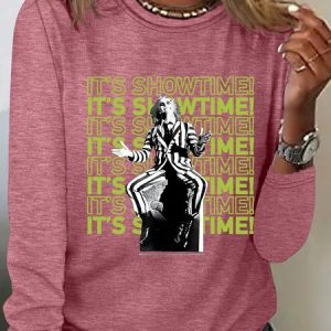 It's Showtime Text Stack Casual Long Sleeve Shirt, Long sleeves, Lilicloth.com