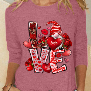 Love Sublimation Cute Gnome Casual Long Sleeve Shirt, Long sleeves, Lilicloth.com