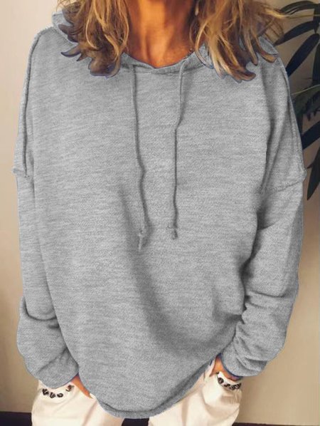 Women Plain Hoodie Regular Casual Sweatshirt, Hoodies&Sweatshirts, Lilicloth.com