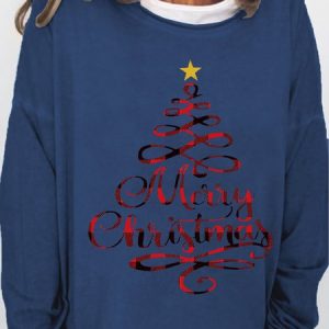 Womens Merry Christmas Tree Holiday Casual Sweatshirt, Hoodies&Sweatshirts, Lilicloth.com