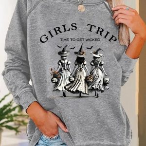 unny Halloween Witch Girls Trip Time To Get Wicked Casual Sweatshirt, Hoodies&Sweatshirts, Lilicloth.com