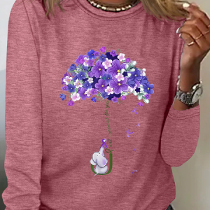 Women's I Will Remember For You Dementia Alzheimer's Disease Awareness Print Casual Long Sleeve Shirt, Long sleeves, Lilicloth.com