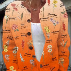 Mom Garden Floral Simple Floral Wool/Knitting Cardigan, Cardigans, Lilicloth.com