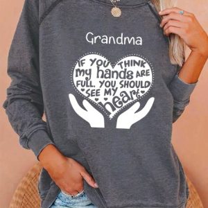 Grandma letter print round neck long-sleeved Sweatshirts, Hoodies&Sweatshirts, Lilicloth.com