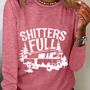 Women's Long Sleeve Blouse Spring/Fall Christmas Crew Neck Daily Going Out Casual Top, JustFashionNow Shirts, color:Watermelon|size:3XL,