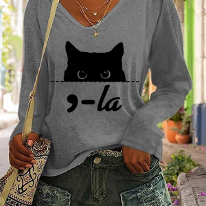 Comma La Kamala Harris V-Neck Sleeve Shirt, Long sleeves, Lilicloth.com