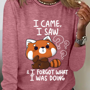 Forgetful Red Panda Casual Long Sleeve Shirt, Long sleeves, Lilicloth.com